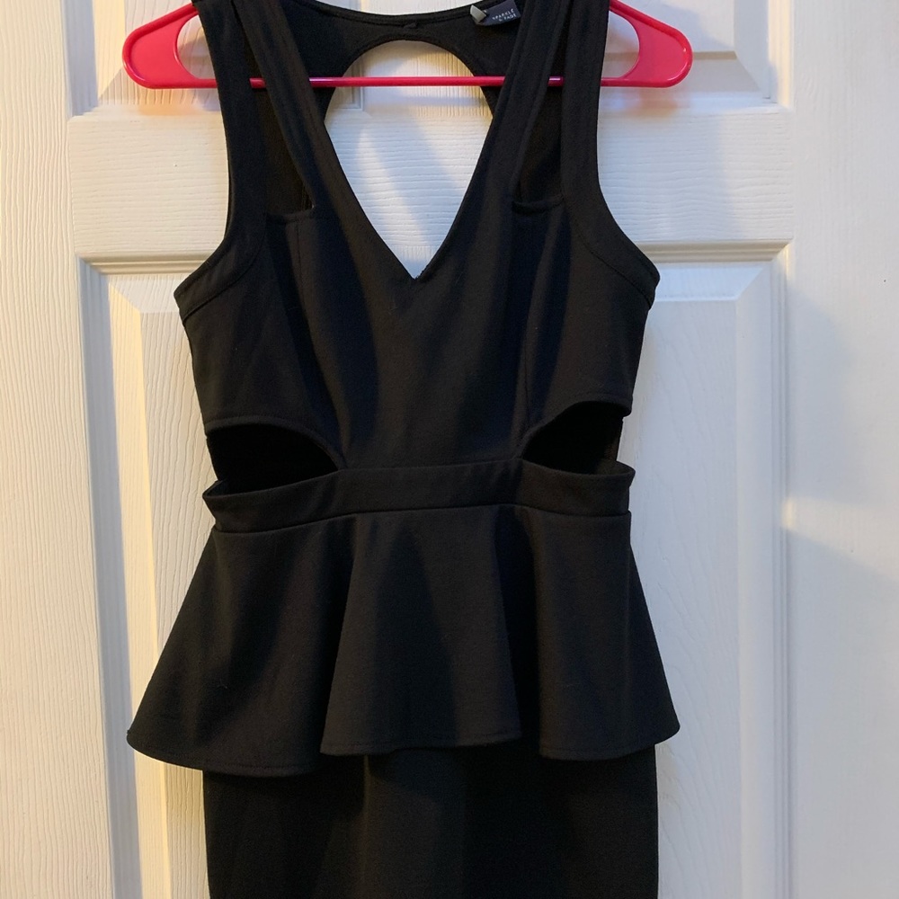 Black Sparkle & Fade Peplum Dress